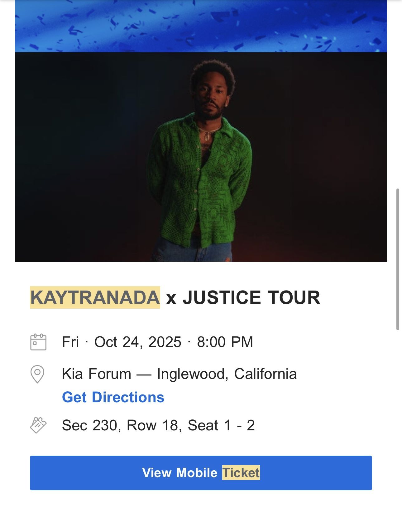 Kaytranada x Justice Tour Kia Forum Oct 24 2025