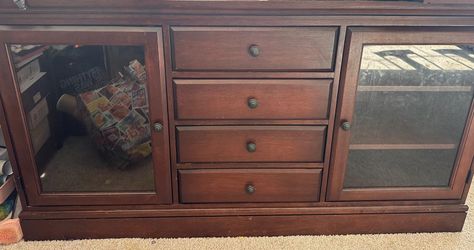 Solid Wood Buffet Cabinet / Sideboard with Glass Doors