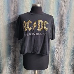 AC/DC Back In Black (Crop Top) Concert Graphic Tshirt Music Tshirt