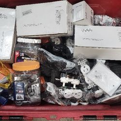 Electrical Bundle Outlets Safety Glasses Cable Staples  Klein Fish Tape 1/2 Inch Connectors Wire Nuts Recepticle Covers