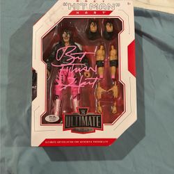 BRET “HITMAN” HART SIGNED AUTO ULTIMATE FIGURE PSA COA SUPER COOL SUPER RARE 