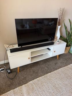 White Mid-Century Modern TV Stand