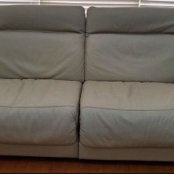 Natuzzi Modern Leather Sofa With Adjustable Headrest