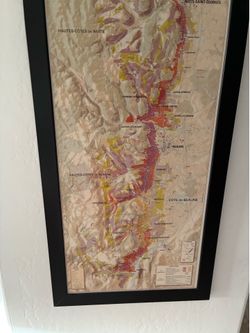 French wine country map framed (Bourgogne region)
