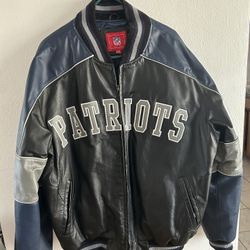 New England Patriots Men’s 100%Leather Letterman Style Varsity Jacket