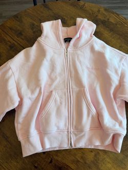 White Fox Pink Zip-Up Hoodie medium