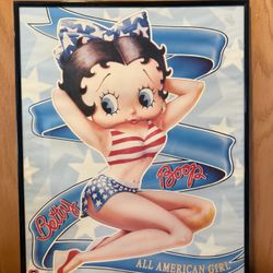 1998 VINTAGE BETTY BOOP ALL AMERICAN GIRL ORIGINAL POSTER Sz 16”x20” VERY RARE
