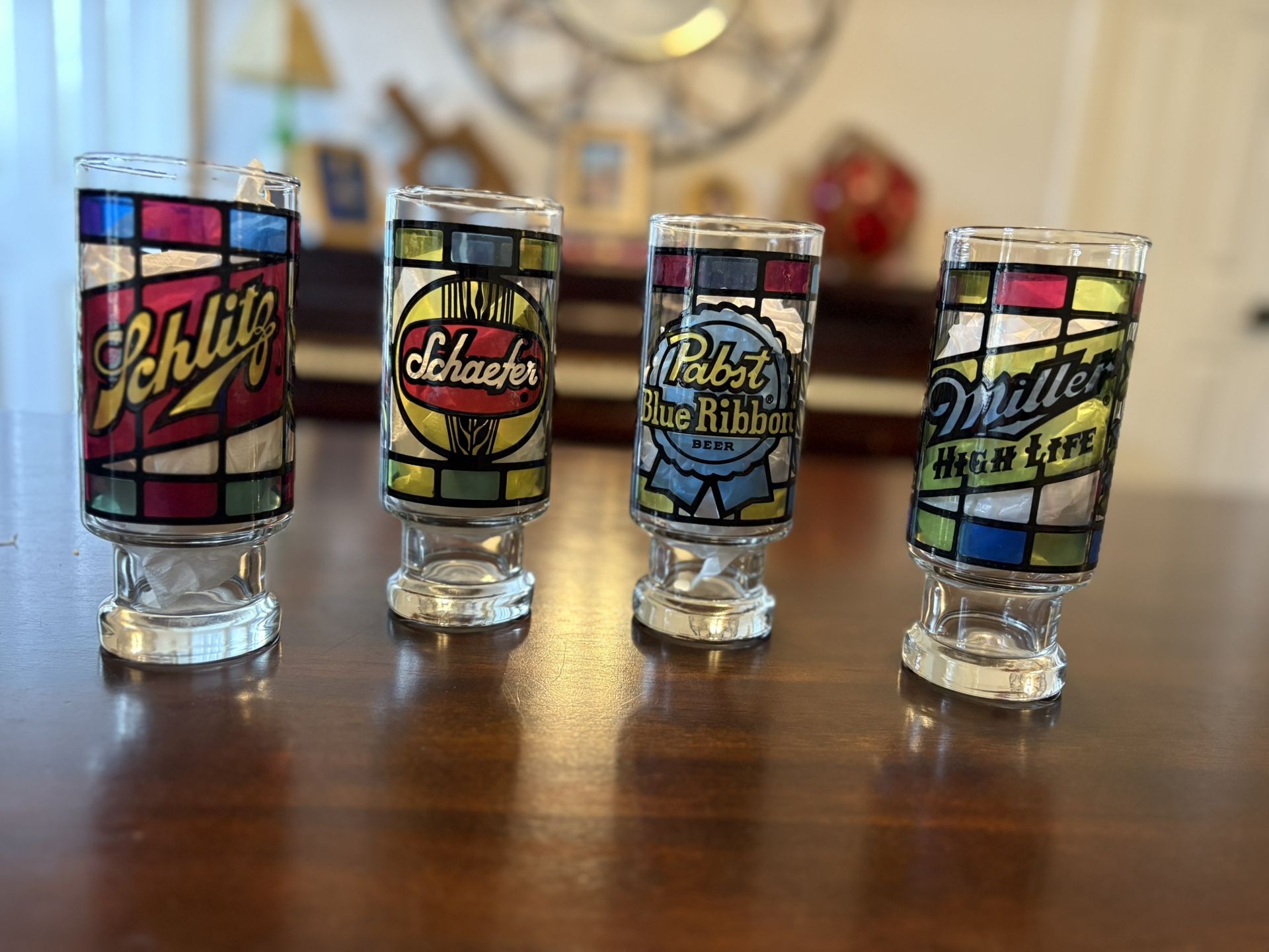 Stained Glass Vintage Beer Glasses