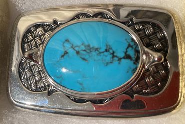 Vintage Belt Buckle Nice Turquoise Stone Design Thumbnail
