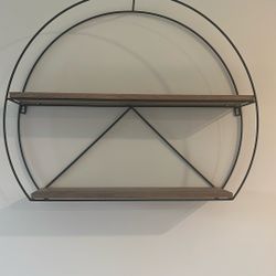 Wrought Iron And Wood Wall Shelf