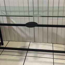  SofaTable - Black Iron And Glass Top