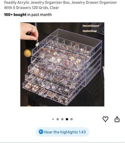 Clear Acrylic Jewelry Organizer with 5 Drawers