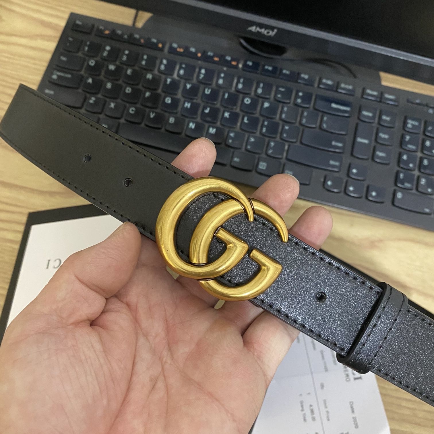 Gucci Black Skinny Belt 