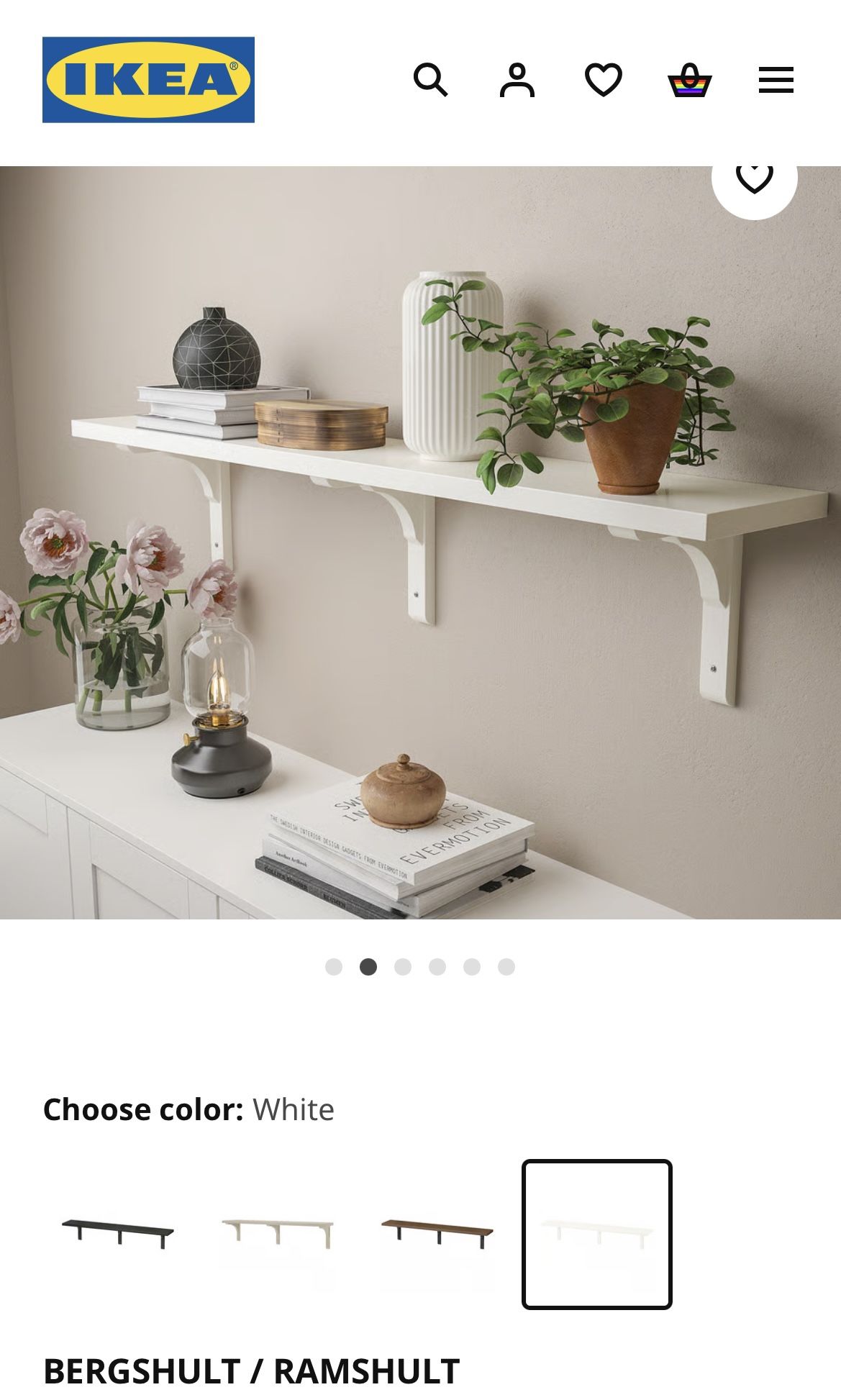Brand New Ikea White Shelf Whit 3 Wood Brackets