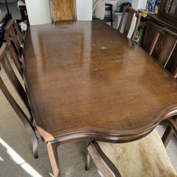 Dining room set table chairs hutch solid birch wood