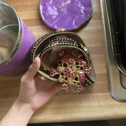 b.b. Simon multicolor skull studded crystal belt