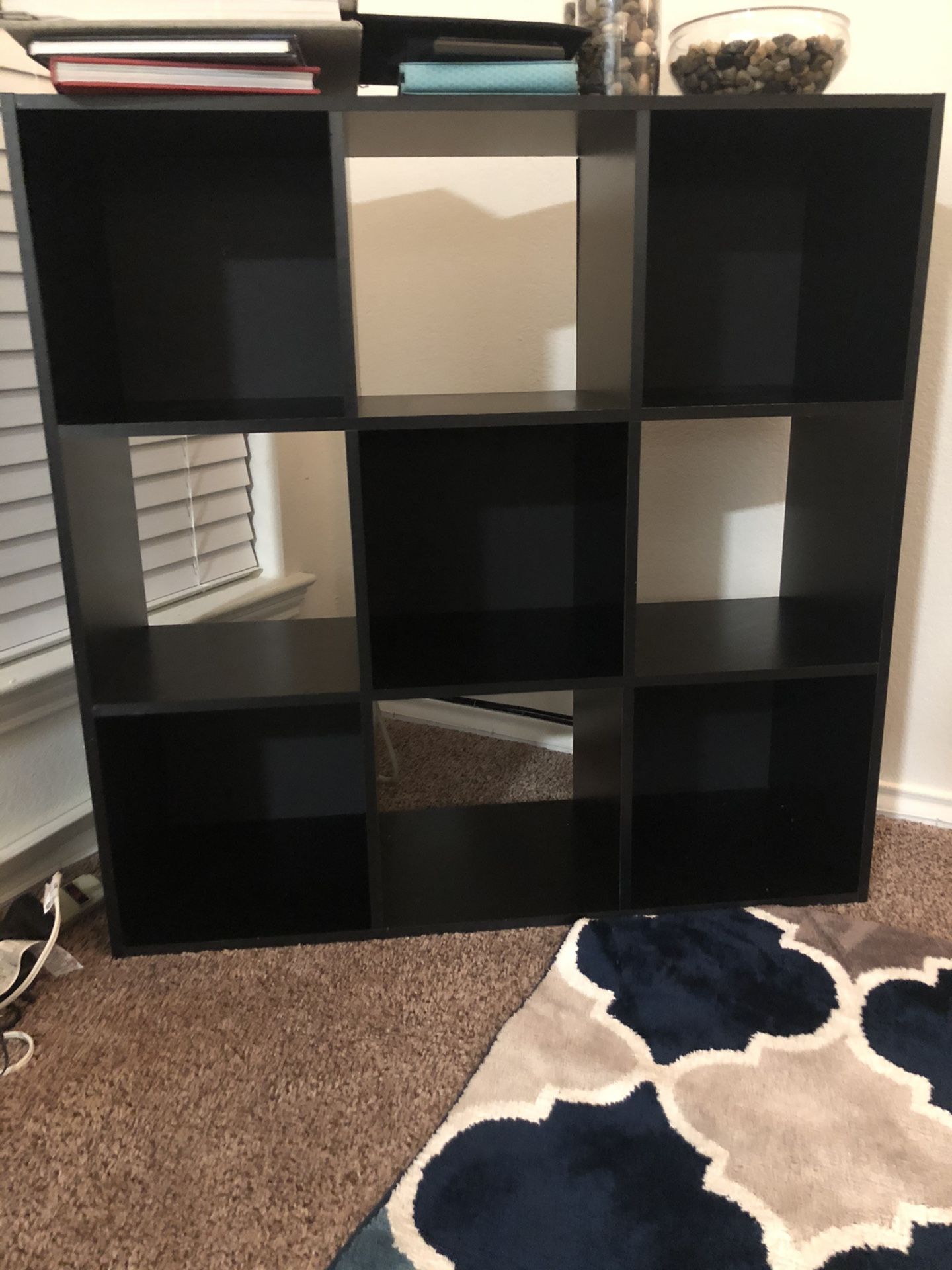 Black open bookcase