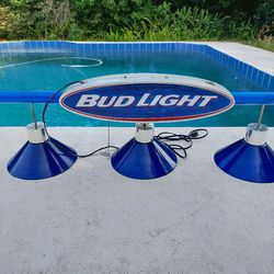 Bud Light Lamp Light Blue Pool Table Hanging Light Fixture Man Cave Beer Light