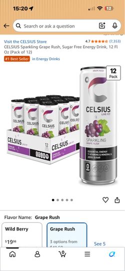 Celsius Sparkling Grape Rush Energy Drink 12-Pack