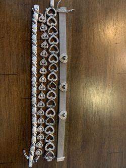 Grouping of 4 Silver Heart-themed Bracelets