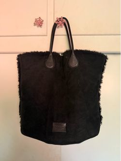 Coach black shearling tote