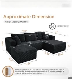 Boneless couch 92 inches
