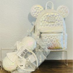 Disney Parks Iridescent Loungefly Mini Bag W/ Matching Ears