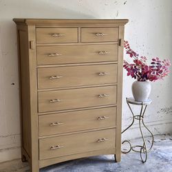 Beautiful Refinished Painted Wood Tallboy Dresser