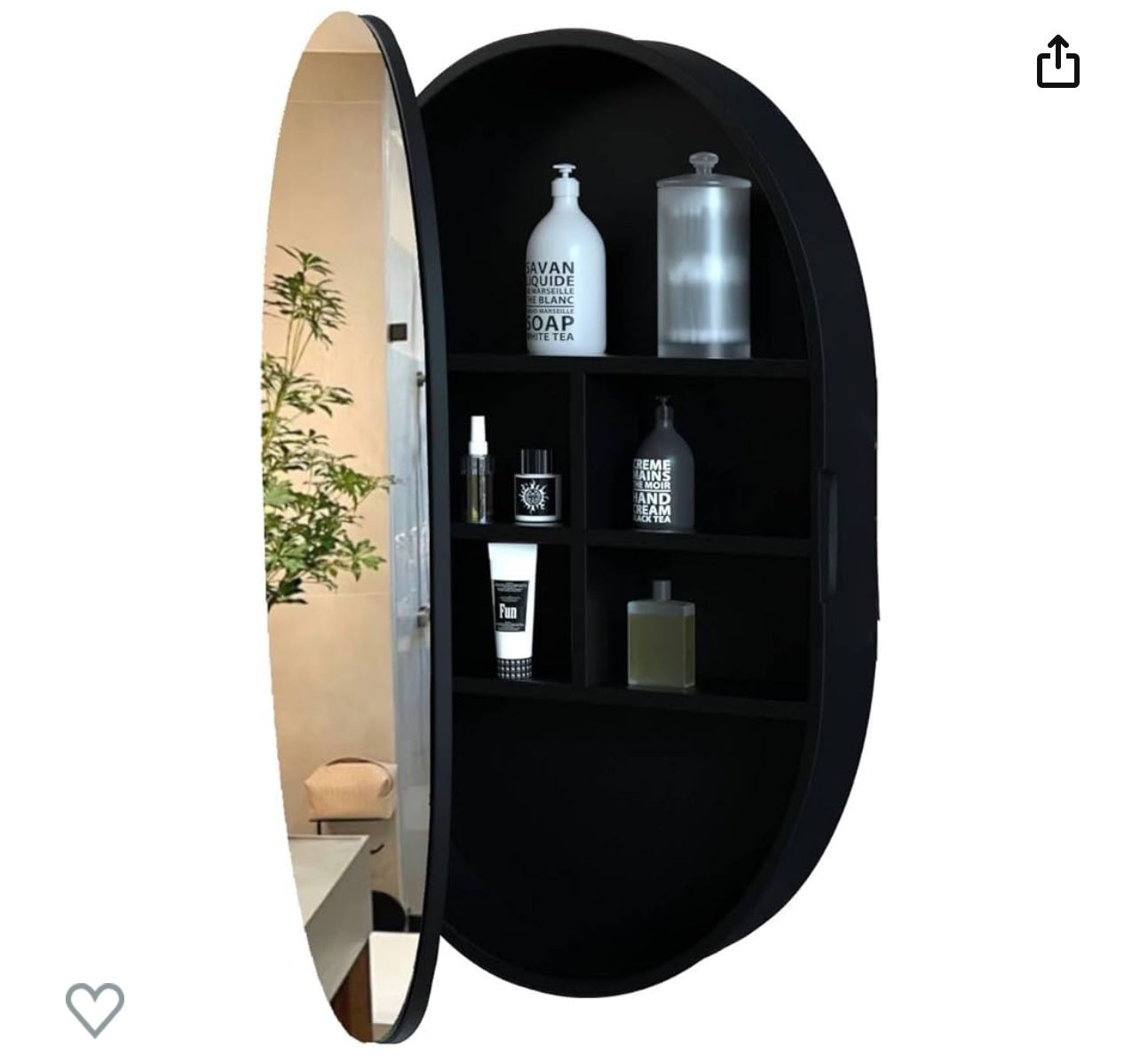 Brand New In The Box- CHER-BUEATY Medicine Cabinet Oval Bathroom Mirror Solid Wood Cabinets Wall Hanging Mirror Surface Wall Mounted Solid Wood Circul