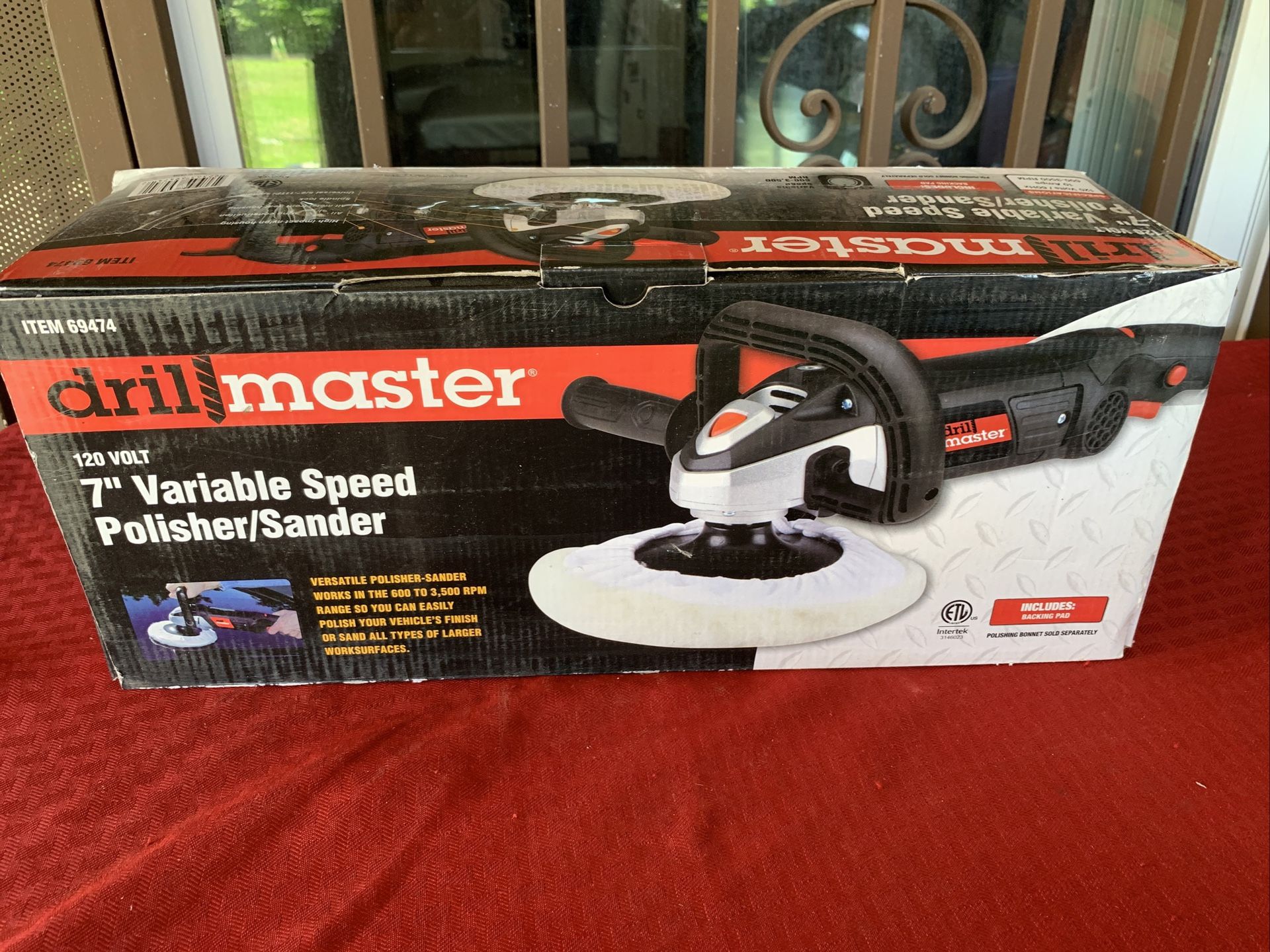 DRILL MASTER 7" VARIABLE SPEED POLISHER / SANDER 69474+ TOOL , INSTRUCTIONS BOX