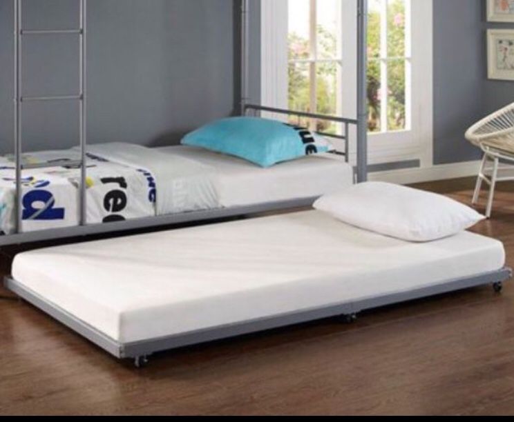White Twin Roll-Out Trundle Bed Frame A15-284