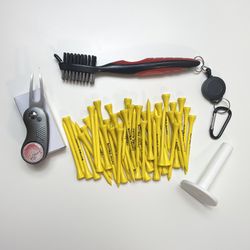 Golf Tees, Divot Tool, And Brush Set