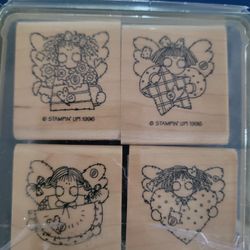 Wood Rubber Stamp Angel Face