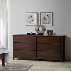NEW IN BOX -  100% Solid Wood Shaker 6- Drawer Dresser (Cherry Finish)
