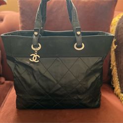 Chanel Black Quilted Tote with Iconic CC Charm