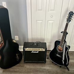 Epiphone FT-350SCE Guitar - Marshall MG 30DFX Amp