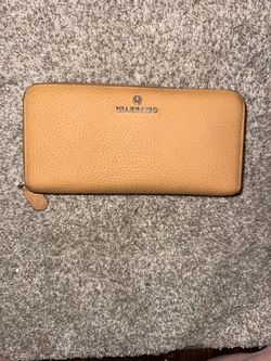 Valentino Tan Leather Zip-Around Wallet