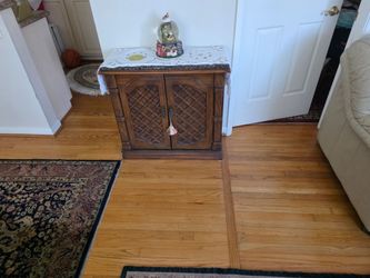 Wooden Cabinet with Lattice Door Panels