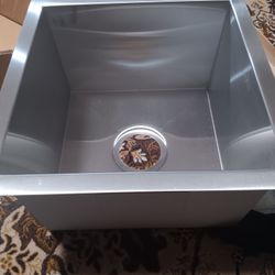 Stainless STEEL KITCHEN SINK. Width - 15.   FRONT TO BACK  -15.  BOWL DEPTH - 9