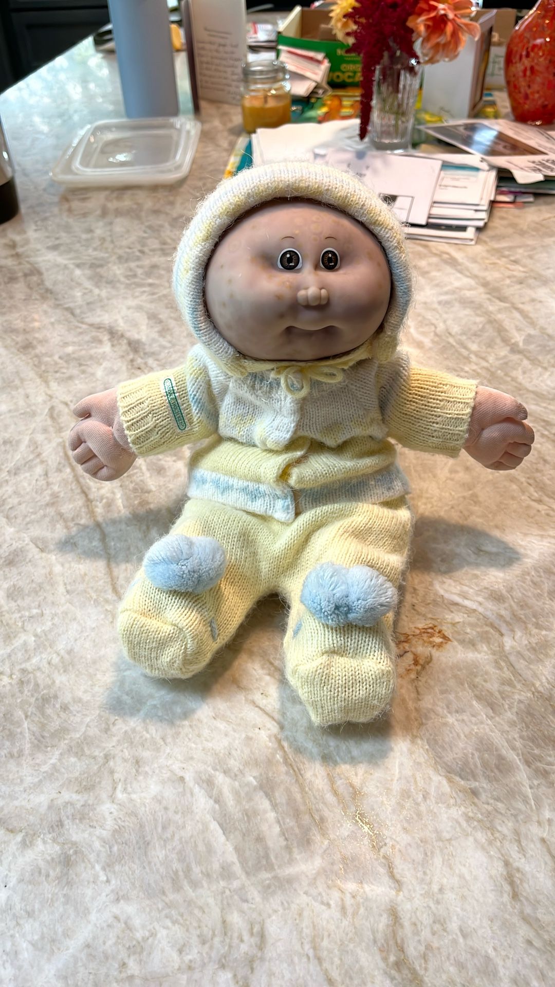 Vintage 1(contact info removed) Original Appalachian Artworks Bald, Brown eyes Doll With Outfit Collect, Ind.