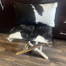 Cowhide Stool With Pillow