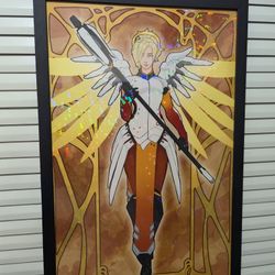 Mercy Overwatch 12x18 Framed HOLOGRAPHIC Poster