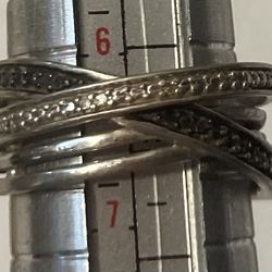 Vintage Sterling Silver Ring 4 Bands With Sparkly Stones Size 6 1/2