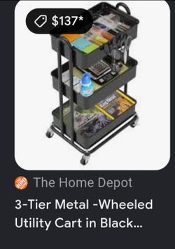 NEW BLACK METAL UTILITY CART