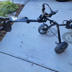 Caddymatic 3 wheels Golf Push Pull Cart with Adjustable Handle Angle and Cup holder