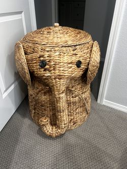 Elephant Natural Woven Basket 