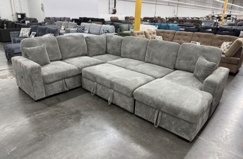✅️✅️4-Piece Convertible Sectional Sleeper Sofa, Chaise Storage, Sofa Storage & USB Port✅️✅️