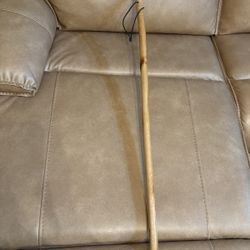 Wooden Walking Stick/Cane W/Round Top Handle Engraved Markings 47 14” Tall