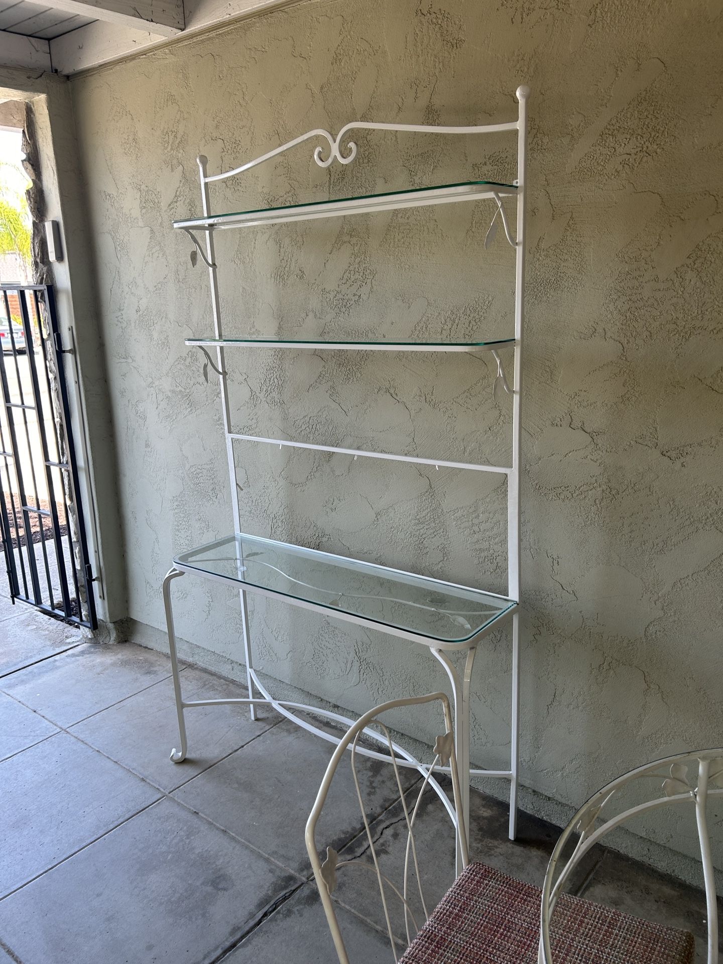 Wrought Iron Baker’s Rack W/ Glass Shelves