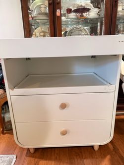 White 2-Drawer baby changing table with Open Shelf